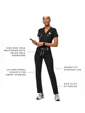 Figs Black Straight-Leg Women's Scrub Pants